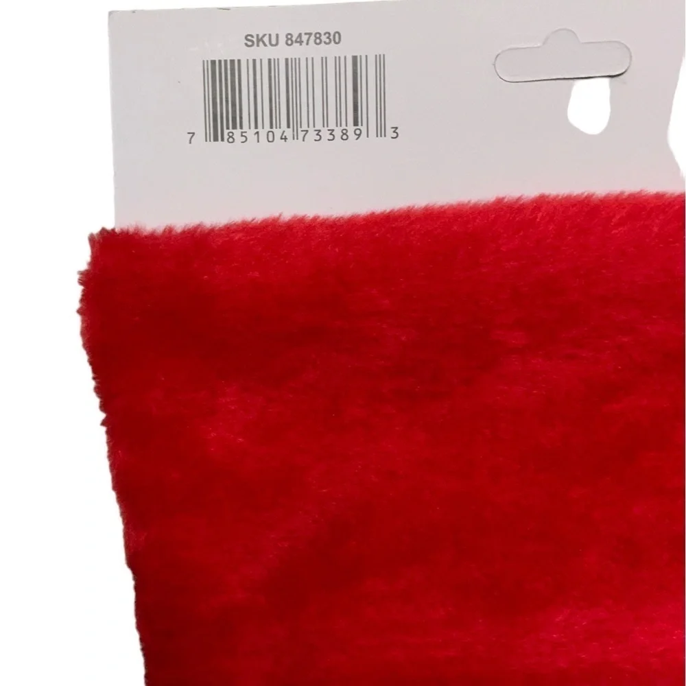 Christmas Stocking Santa Gnome Embroidery Embellishments 17 inches White Red